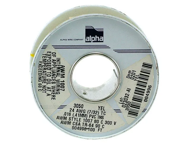 100 Foot Spool Yellow Alpha Electrical Hook-Up Wire 3050-YELLOW