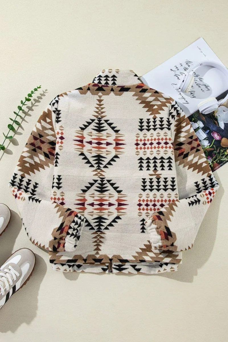 Aztec Beige Zip Up Jacket