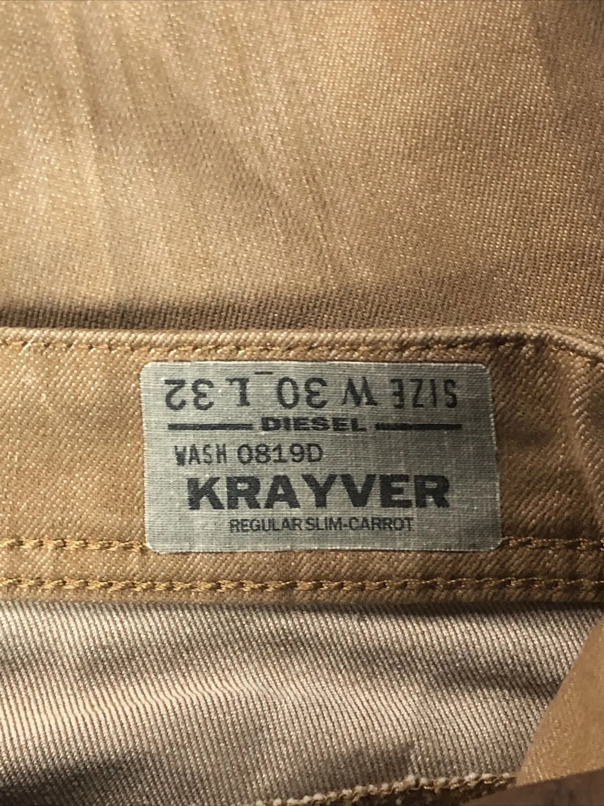 Diesel Krayver Regular Slim Fit Jeans Beige (Size; 30 x 33) 0819D