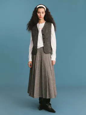 Gray Pleated Maxi Skirt