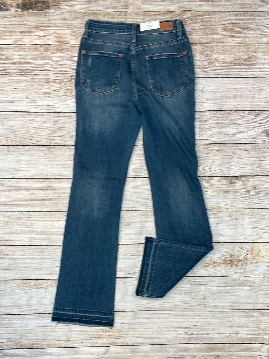 Judy Blue Midrise Knee Destroy Patch Bootcut Jeans