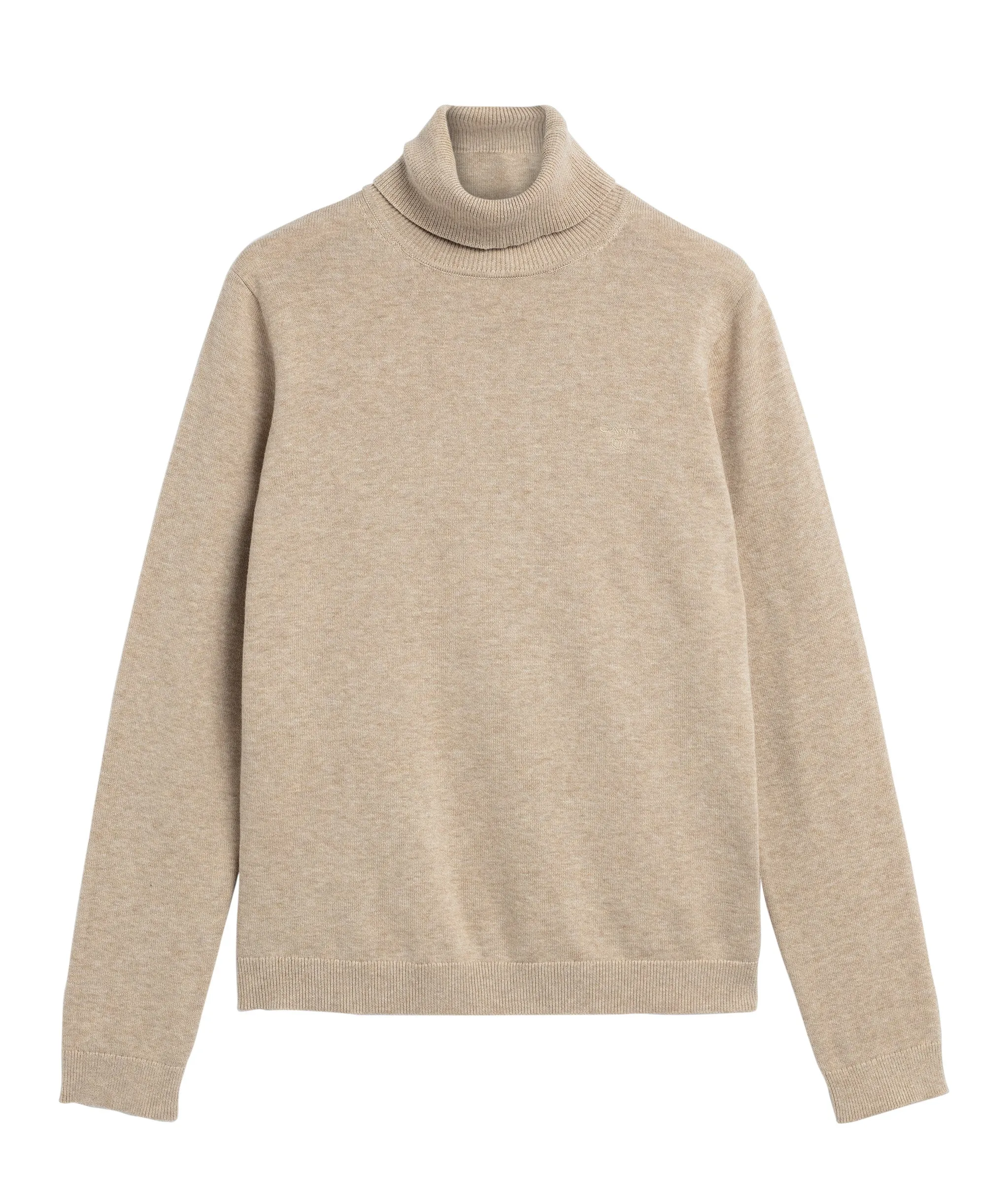 LT Weight Cotton Turtleneck - Sand Melange