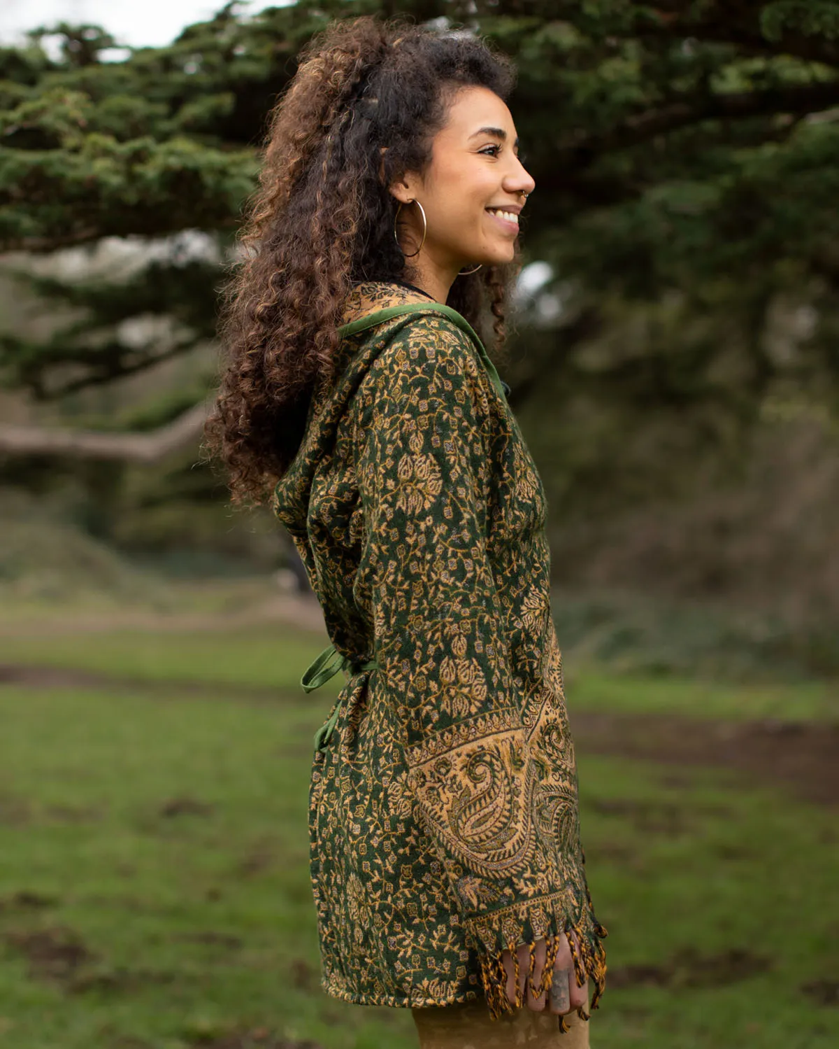 Mystical Gaia Paisley Wrap Jacket Green