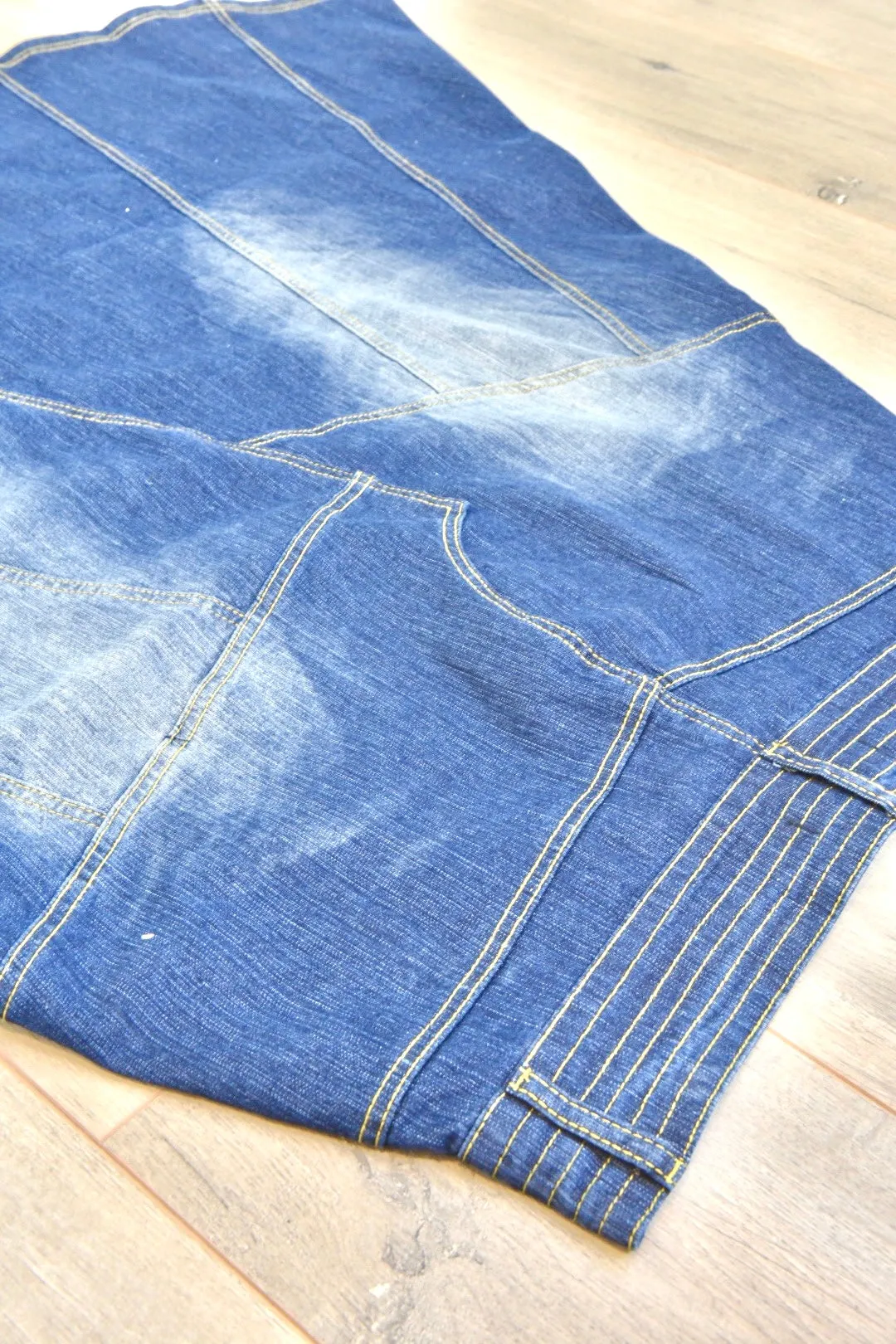 "Amelia" Long Denim Flare Skirt With Washed Out Effect -CLEARANCE