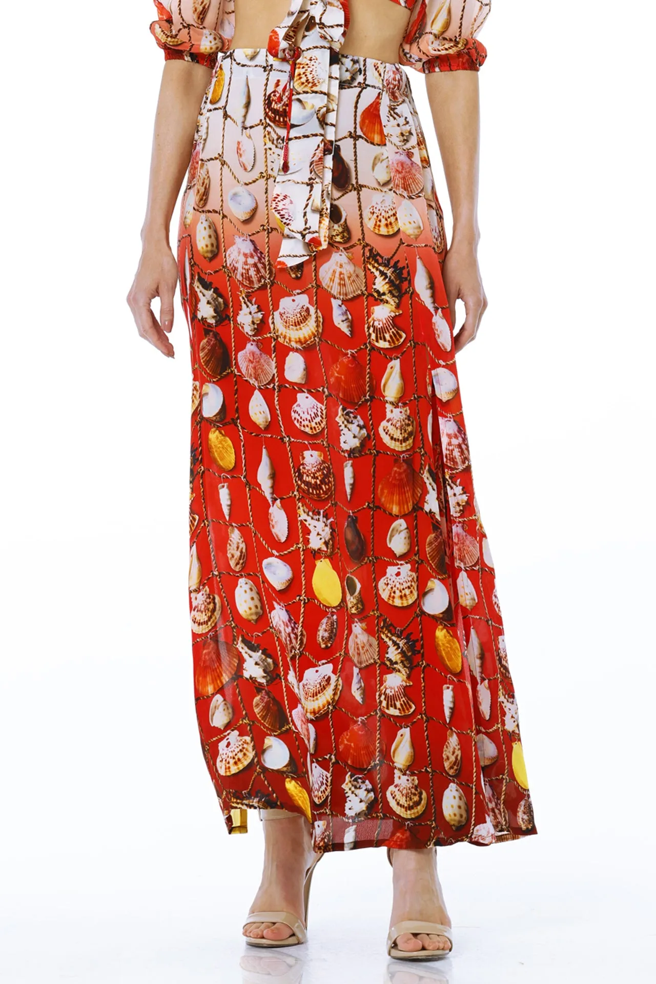 Red Long Casual Skirts