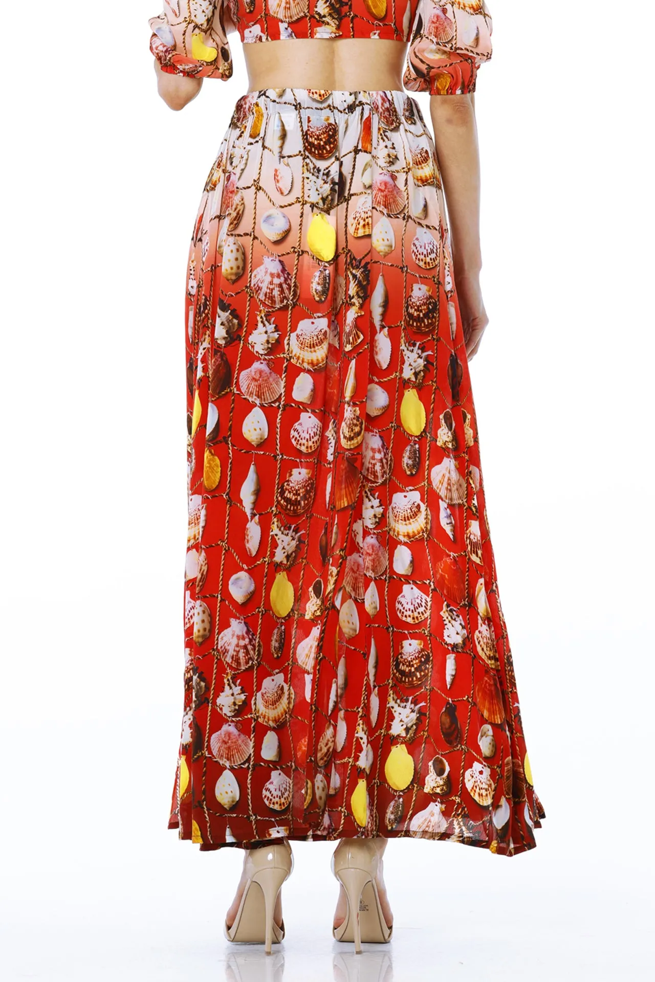 Red Long Casual Skirts