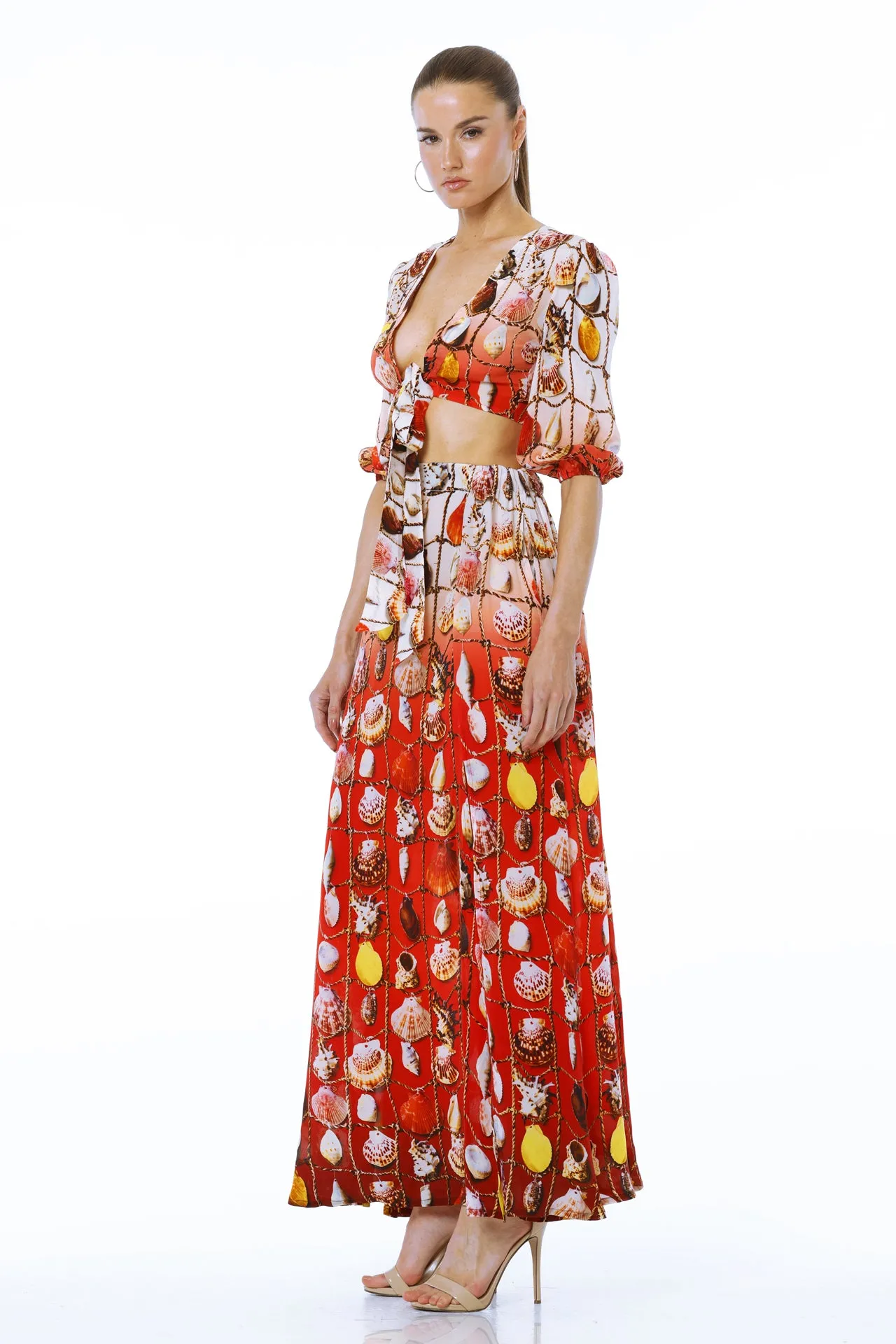 Red Long Casual Skirts