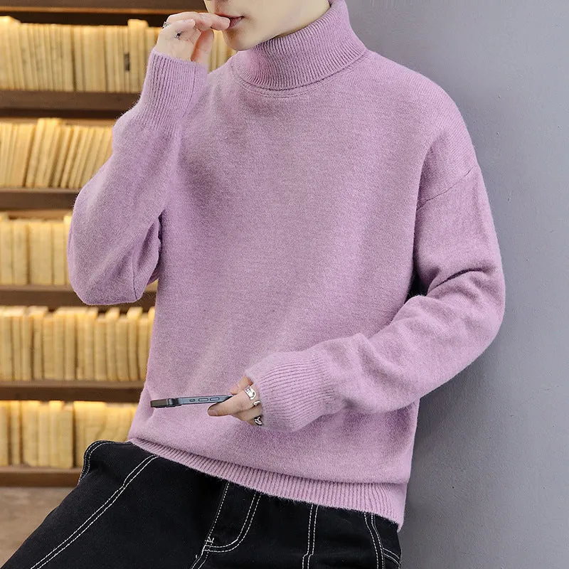 The Rock Turtleneck Sweater Men's Spring and Autumn Pure Color Half Collar Autumn and Winter Sweater