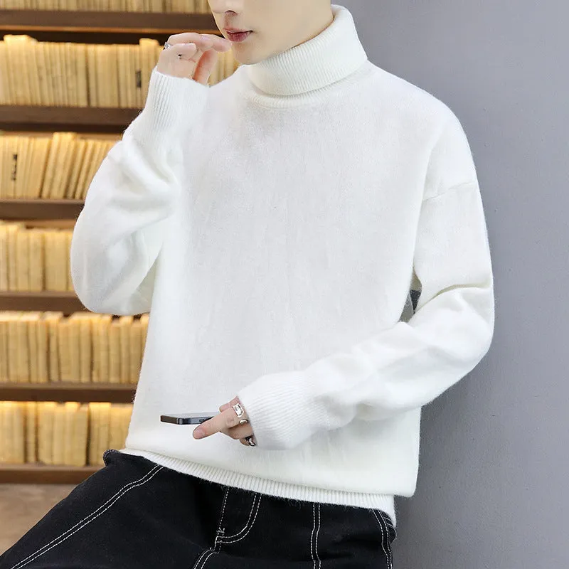 The Rock Turtleneck Sweater Men's Spring and Autumn Pure Color Half Collar Autumn and Winter Sweater