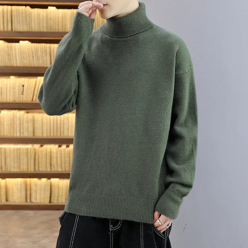The Rock Turtleneck Sweater Men's Spring and Autumn Pure Color Half Collar Autumn and Winter Sweater