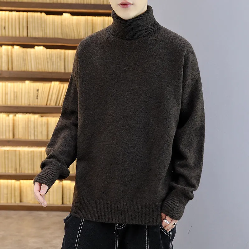 The Rock Turtleneck Sweater Men's Spring and Autumn Pure Color Half Collar Autumn and Winter Sweater