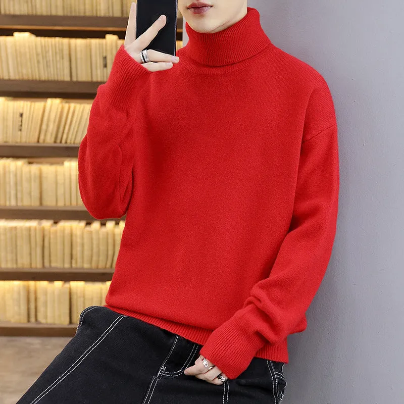 The Rock Turtleneck Sweater Men's Spring and Autumn Pure Color Half Collar Autumn and Winter Sweater